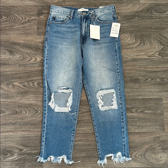 KanCan Denim - NEW KanCan 27 7 Regina High Waist Mom Jeans Distressed Ripped Denim Medium Wash